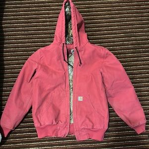 Vintage 1990s Carhartt Pink Realtree Camo/ Distressed Jacket / Sun Faded
